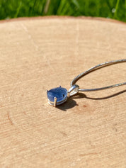 Raw Sapphire and Silver Pendant