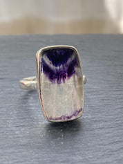 Blue John Silver Rectangular Ring - Extremely Rare