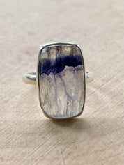 Blue John Silver Rectangular Ring - Extremely Rare