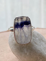 Blue John Silver Rectangular Ring - Extremely Rare