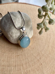 High Quality Natural Aquamarine and Silver Pendant