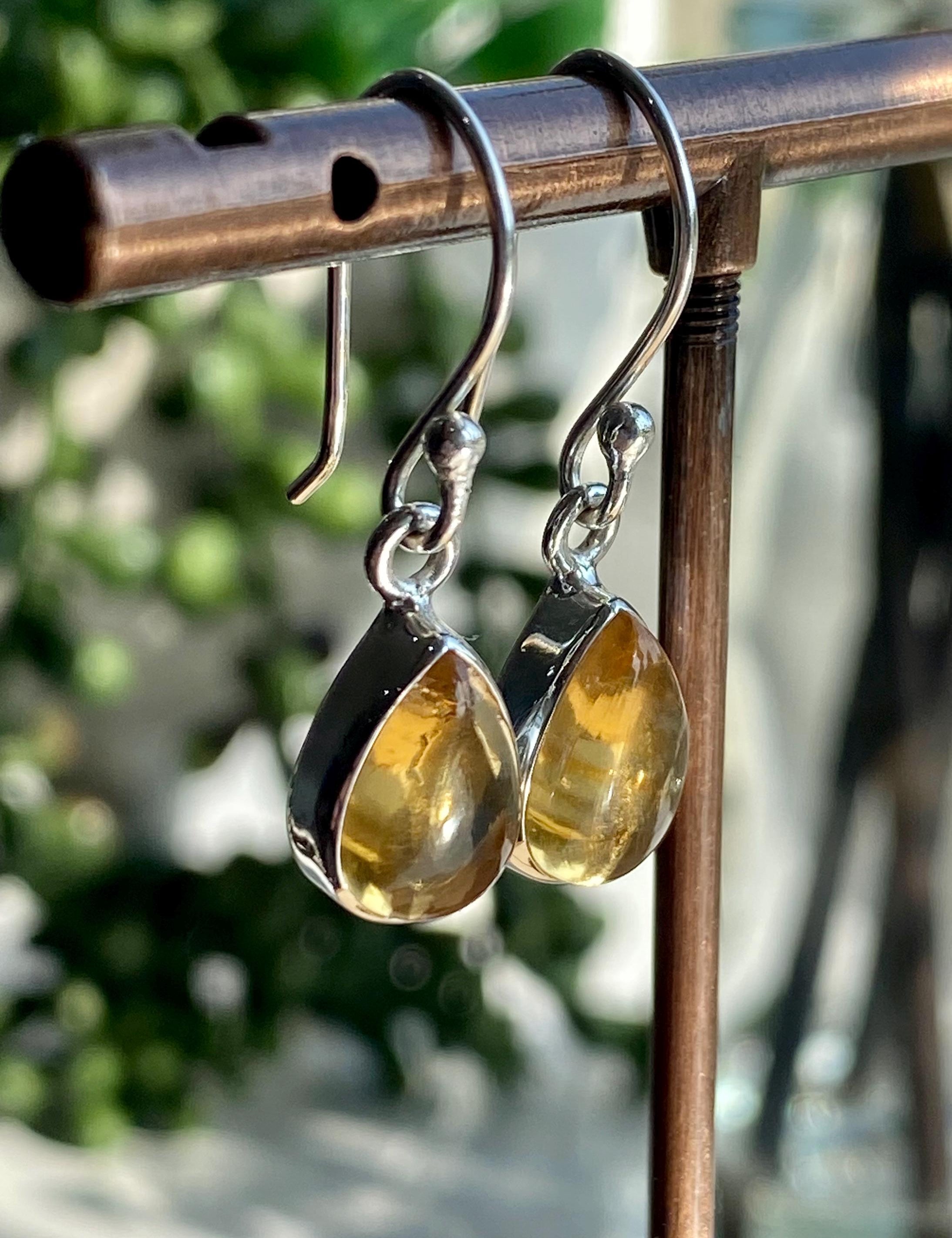 Citrine and Sterling Silver Dangle Earrings