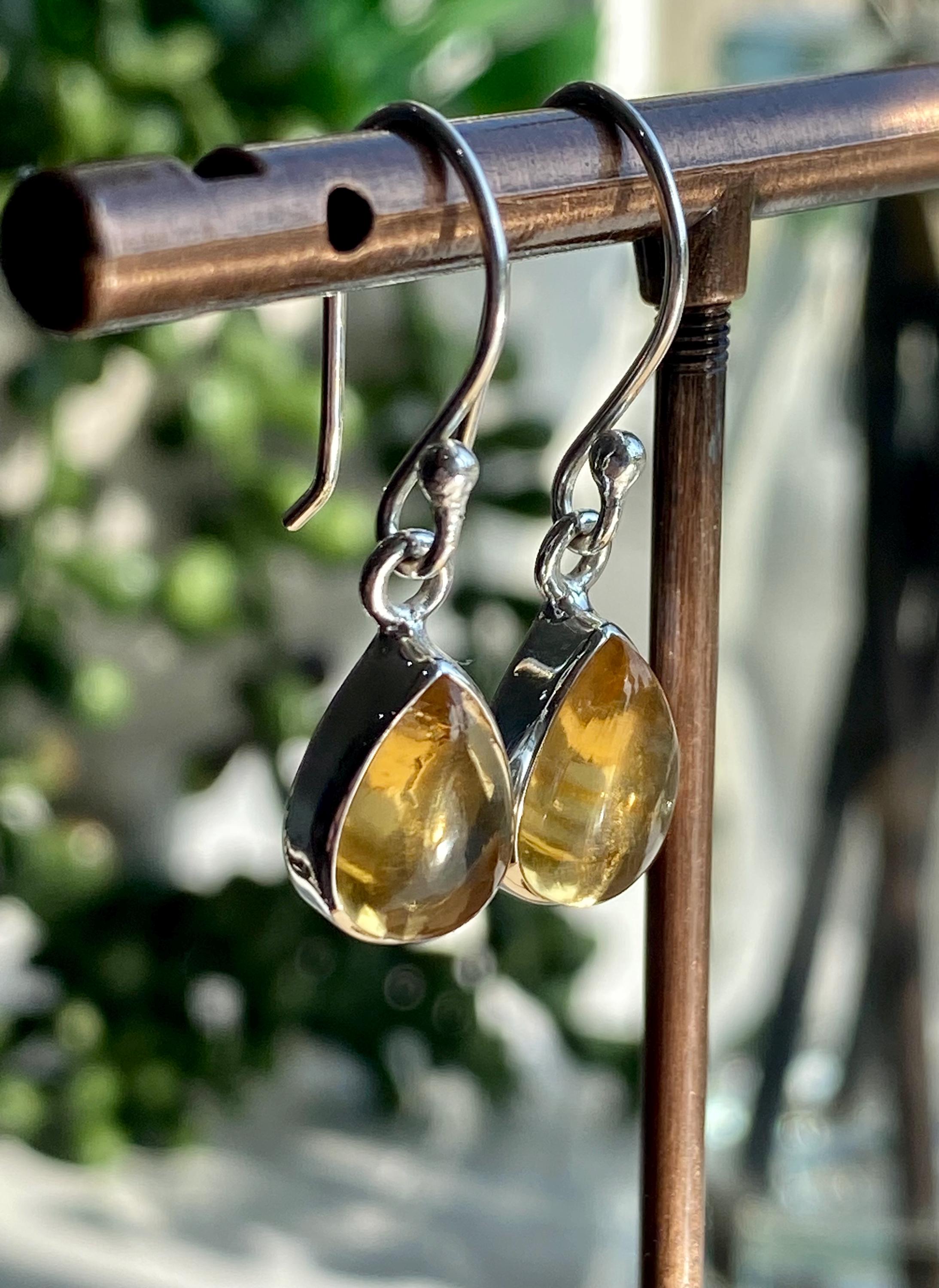 Citrine and Sterling Silver Dangle Earrings