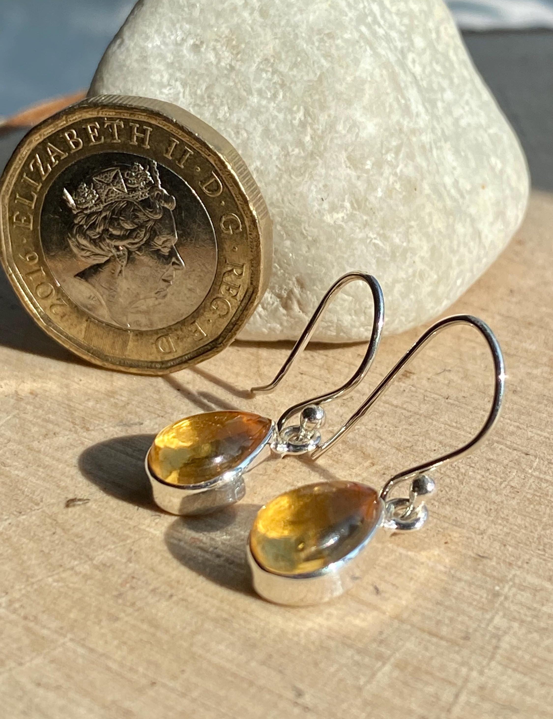 Citrine and Sterling Silver Dangle Earrings