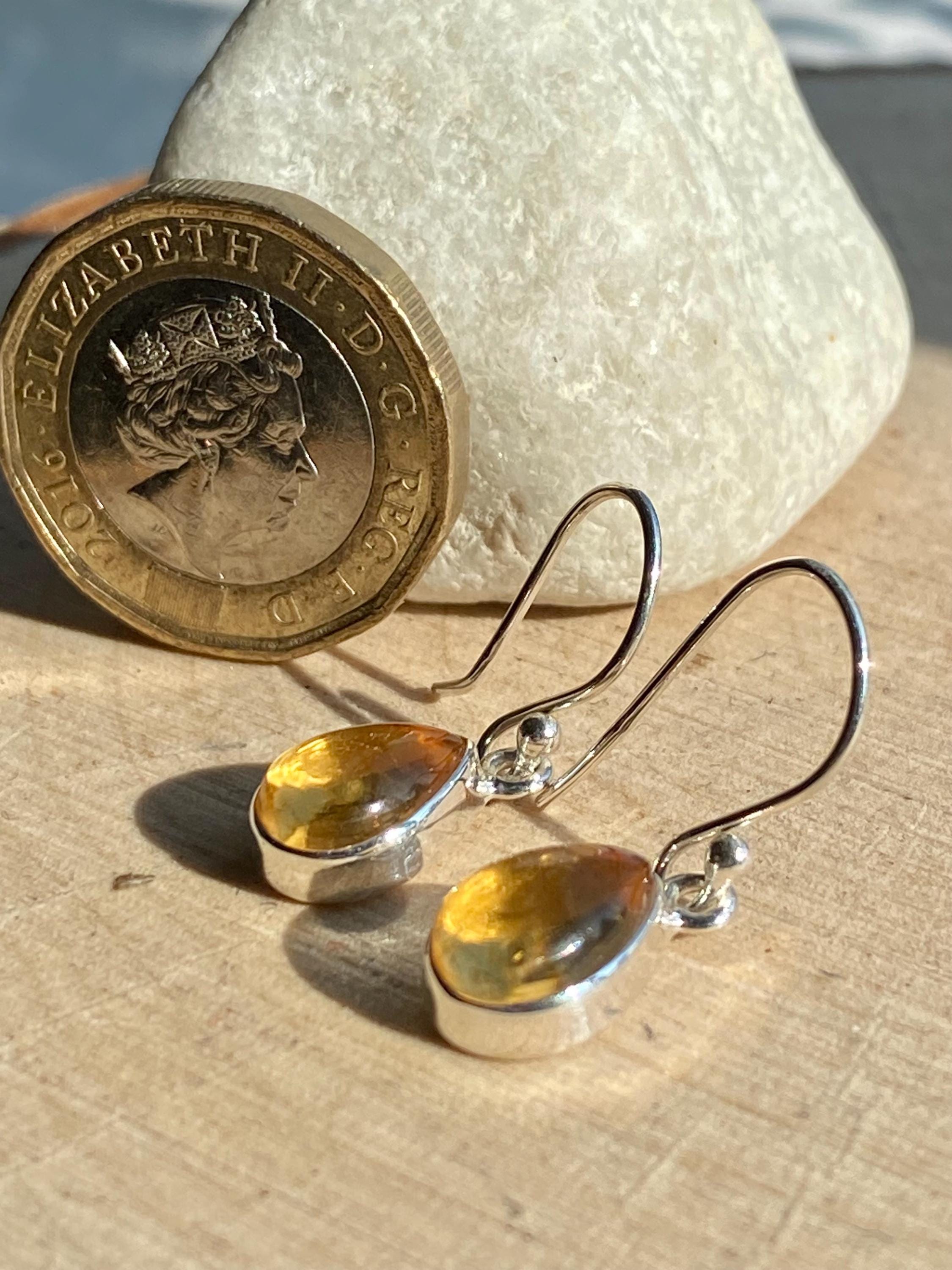Citrine and Sterling Silver Dangle Earrings