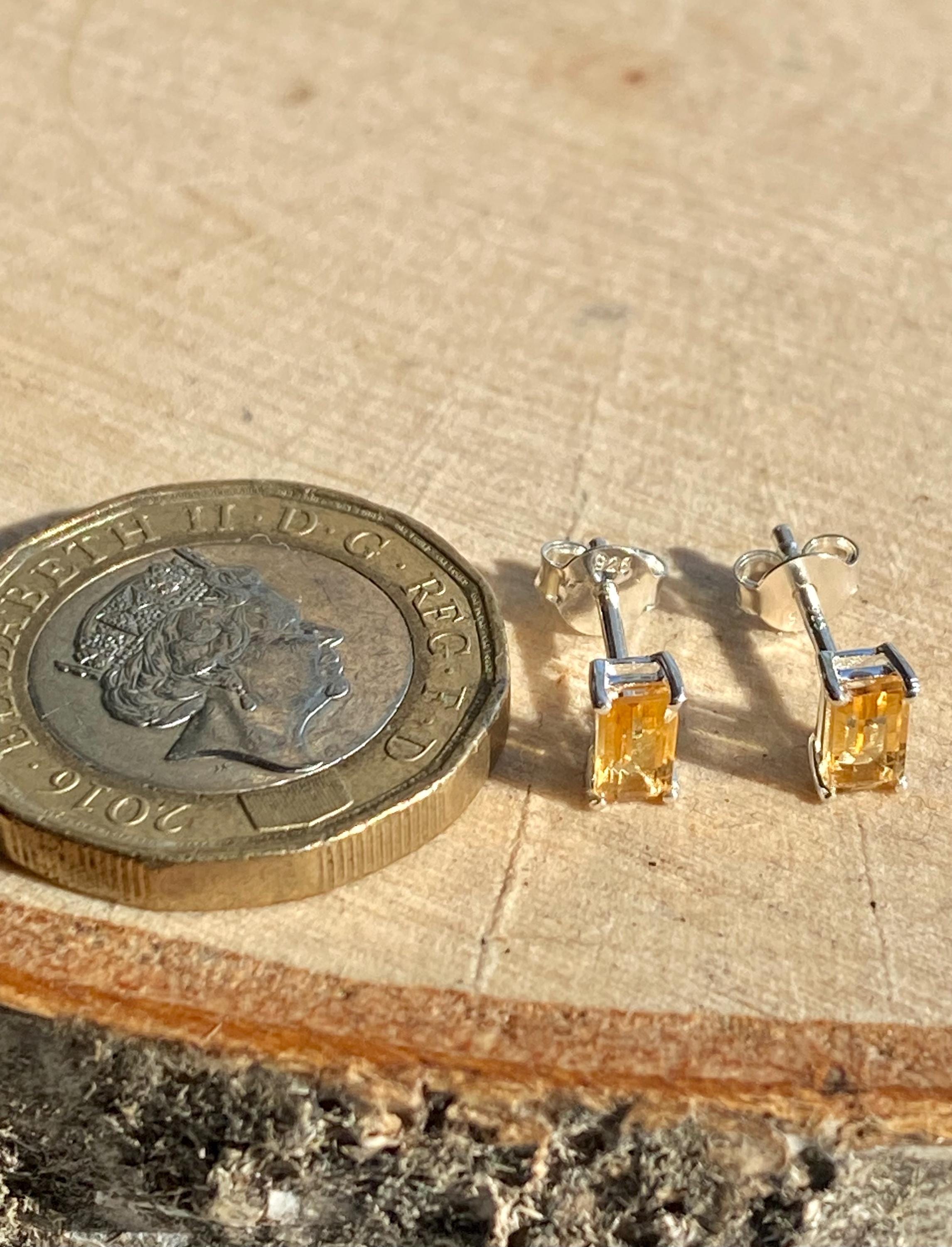 Natural Citrine Sterling Silver Studs