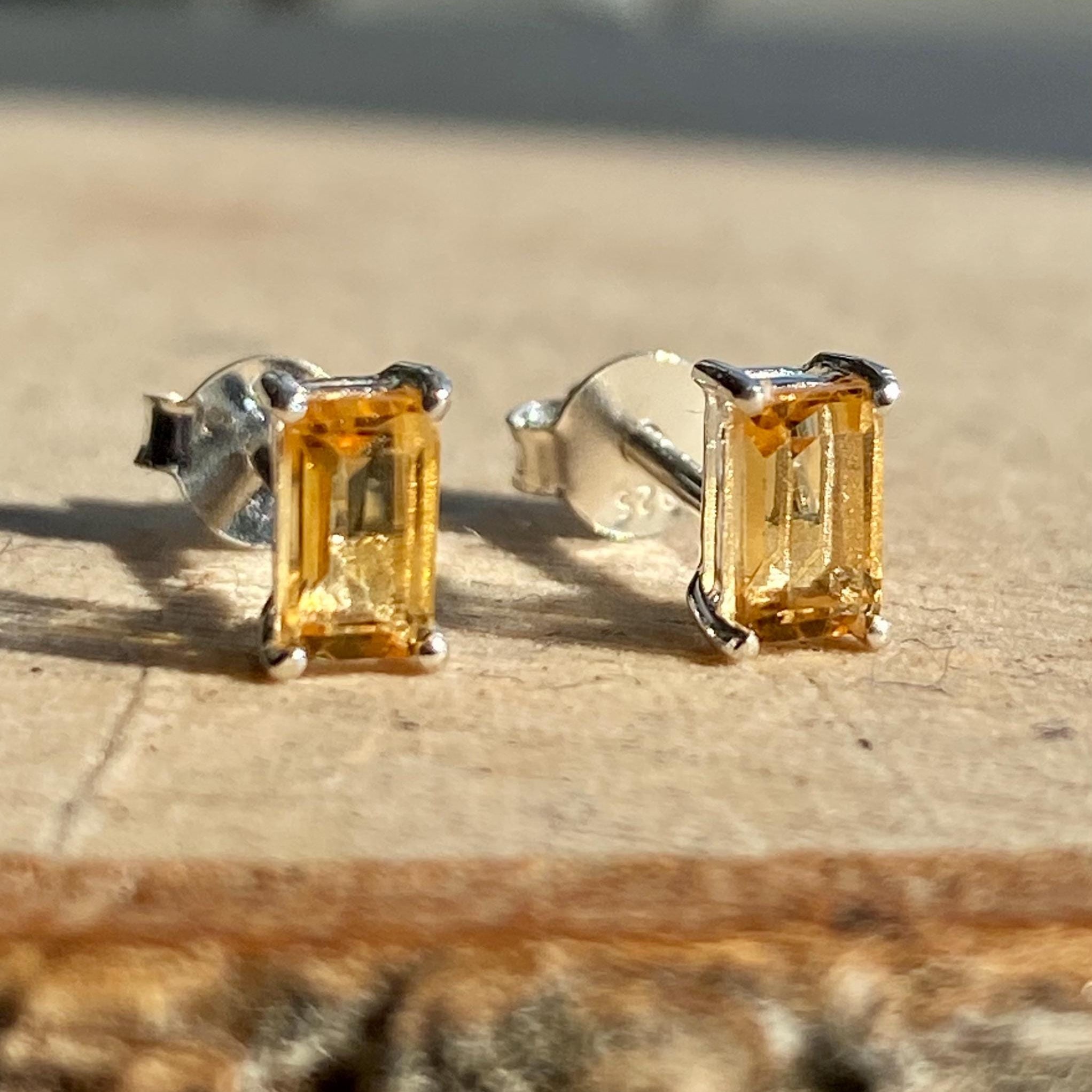 Natural Citrine Sterling Silver Studs