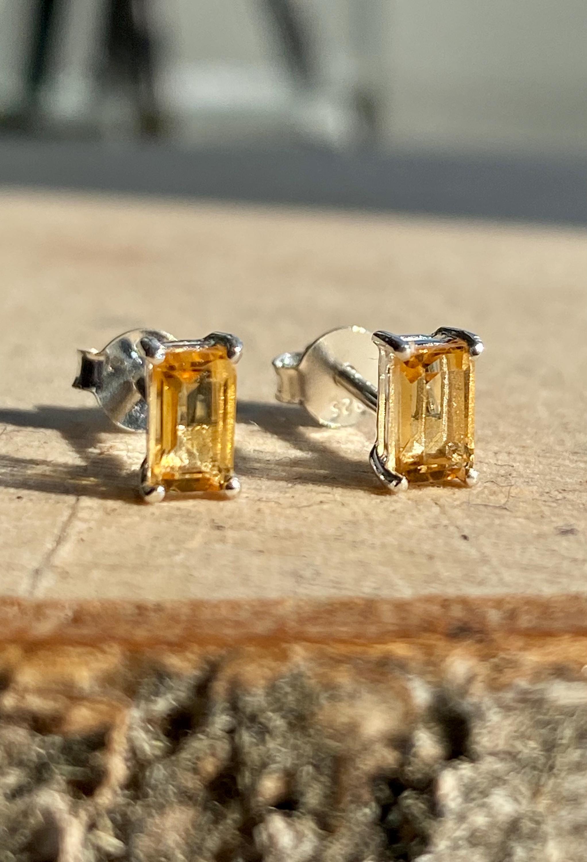 Citrine and Sterling Silver Studs UV