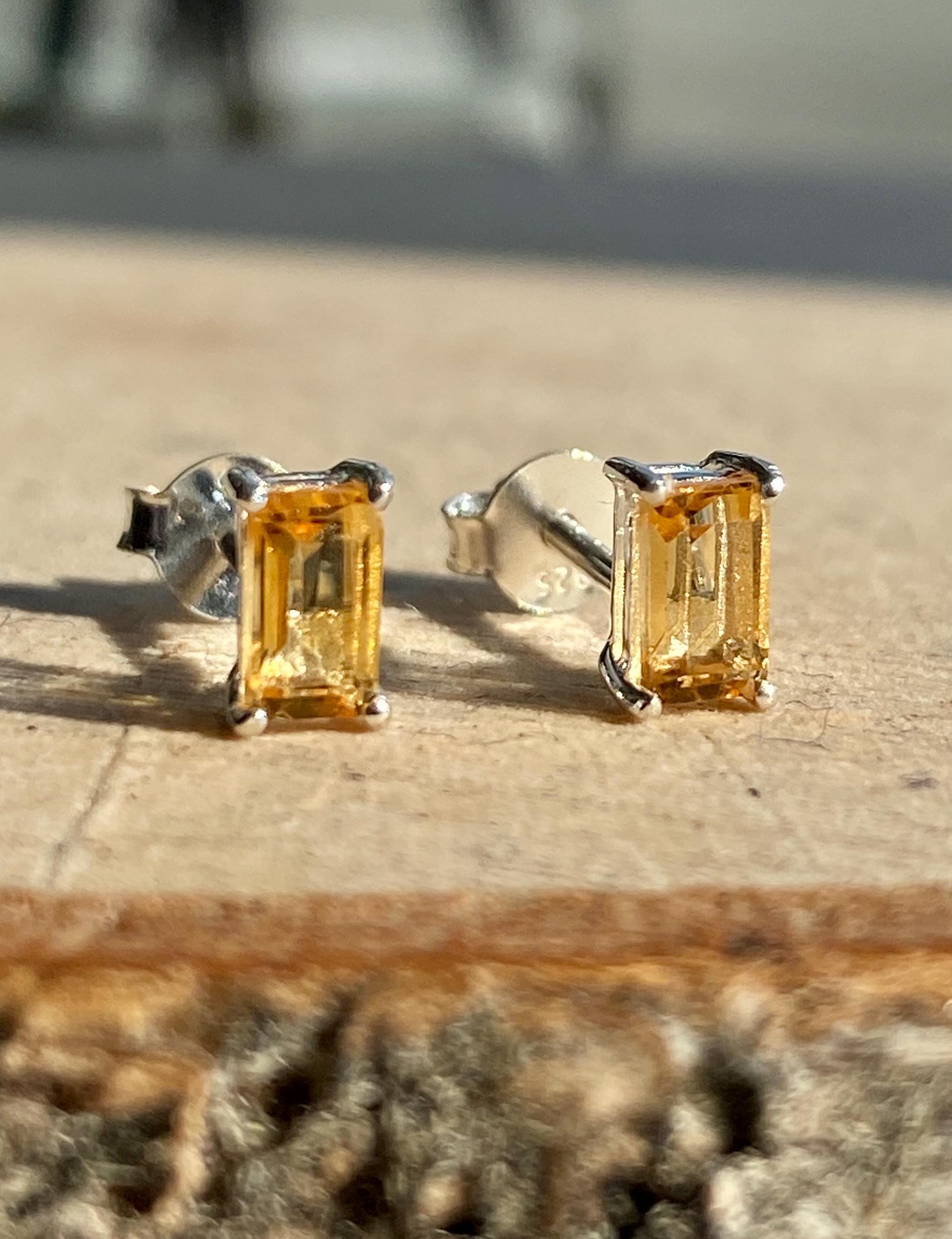 Natural Citrine Sterling Silver Studs