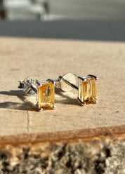 Natural Citrine Sterling Silver Studs