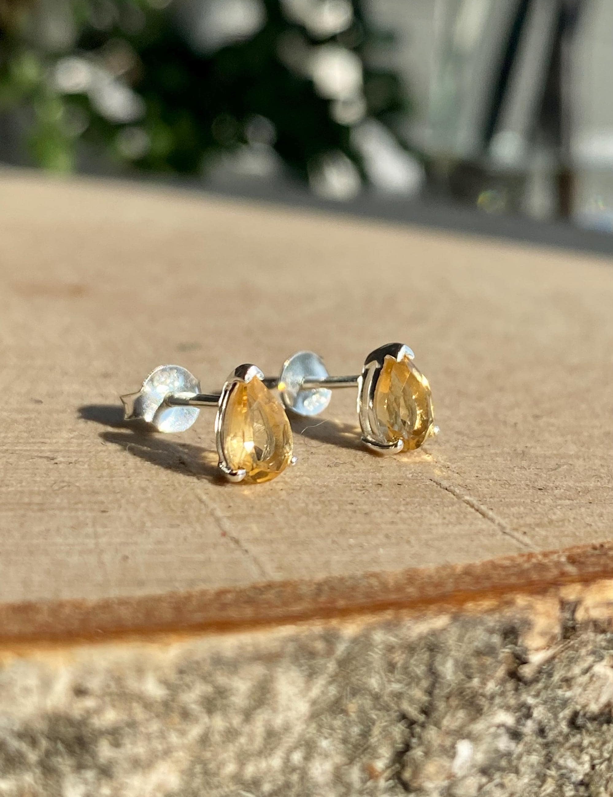 Natural Citrine Sterling Silver Studs