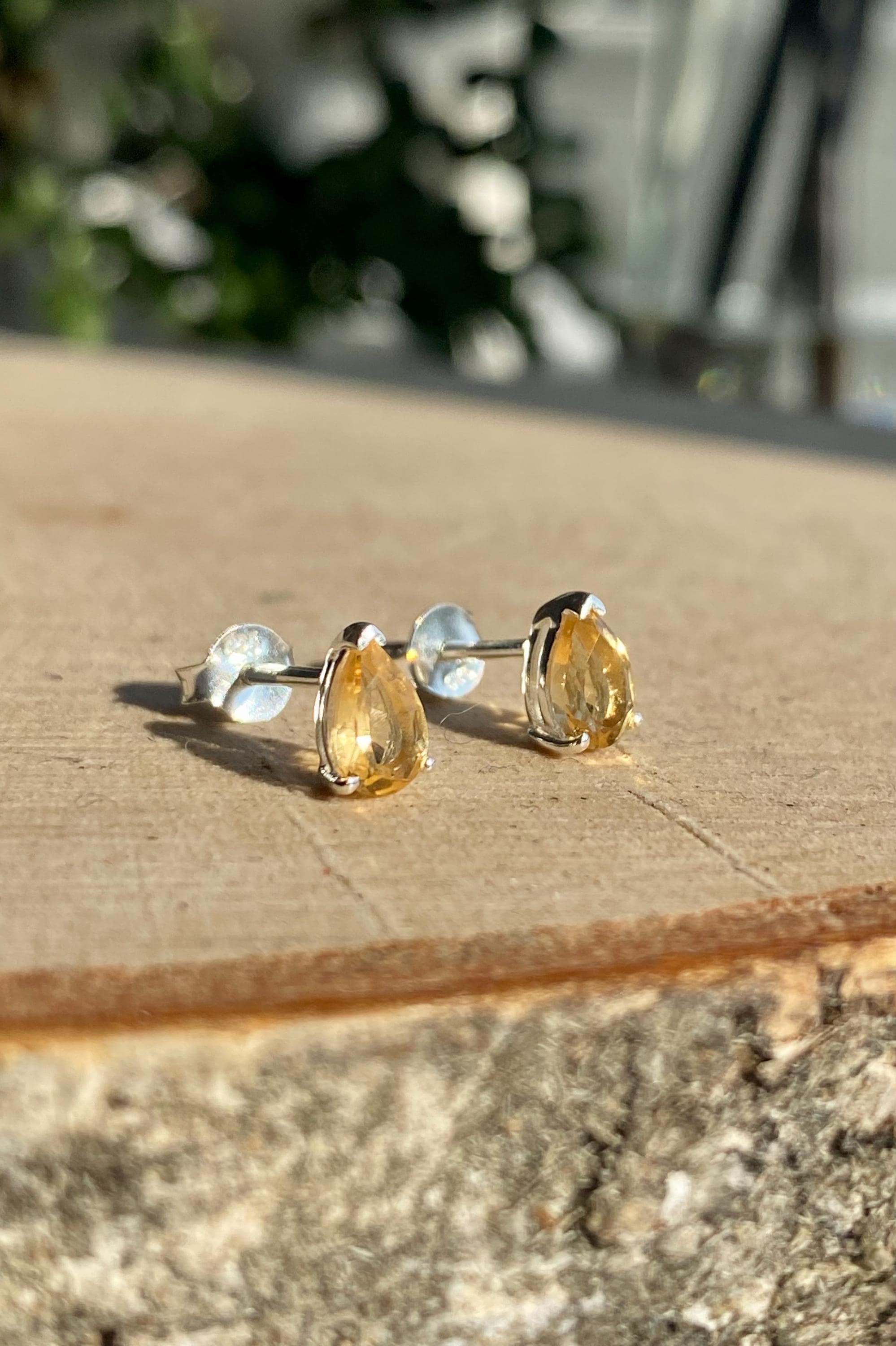 Natural Citrine Sterling Silver Studs