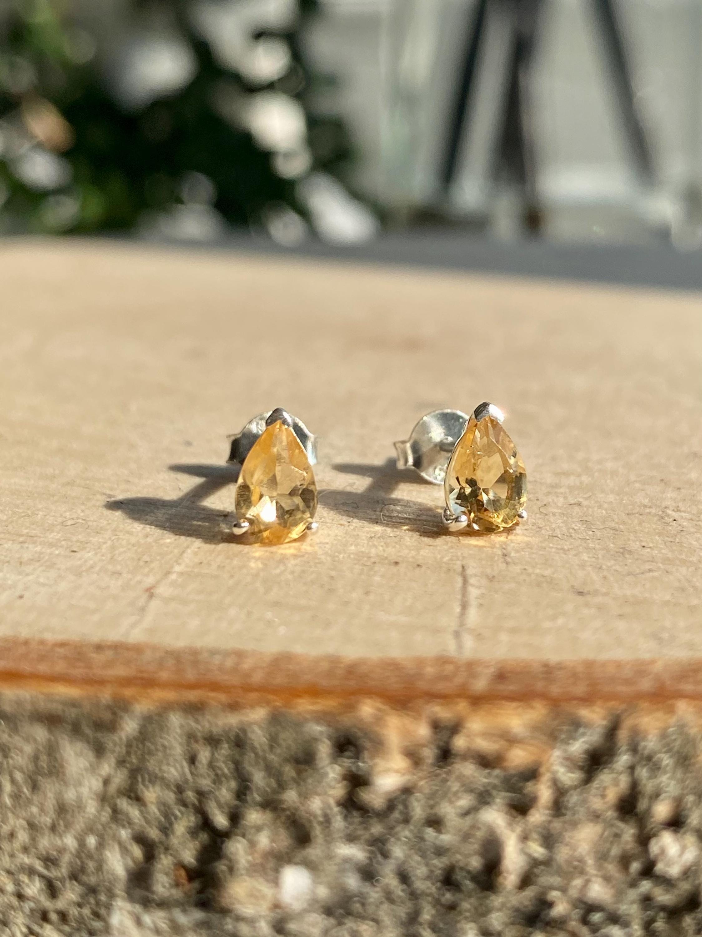 Natural Citrine Sterling Silver Studs