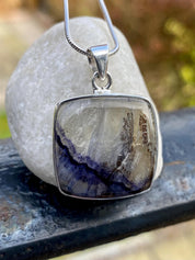 Blue John Sterling Silver Square Pendant