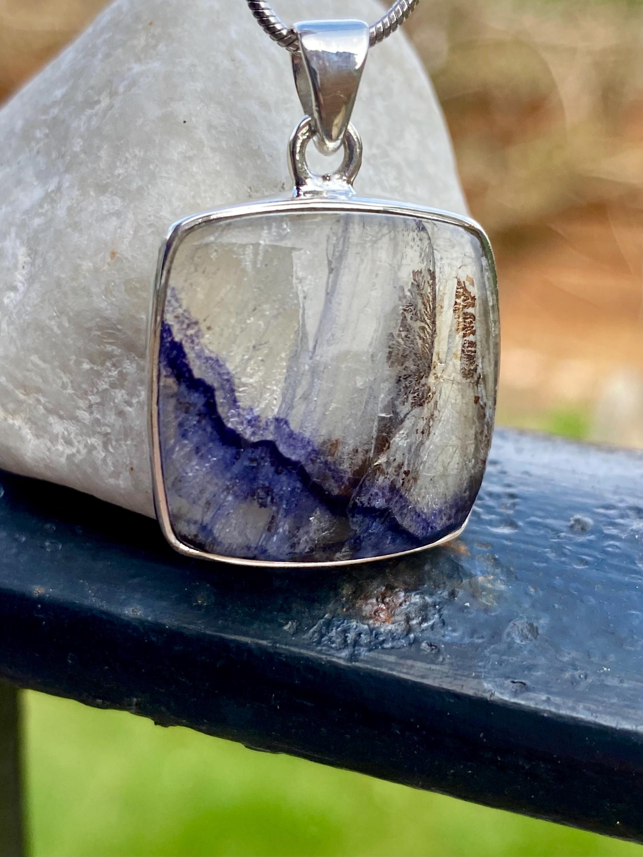 Blue John Sterling Silver Square Pendant