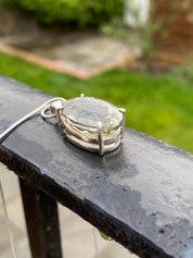 Oval Green Amethyst (Prasiolite ) Sterling Silver Pendant