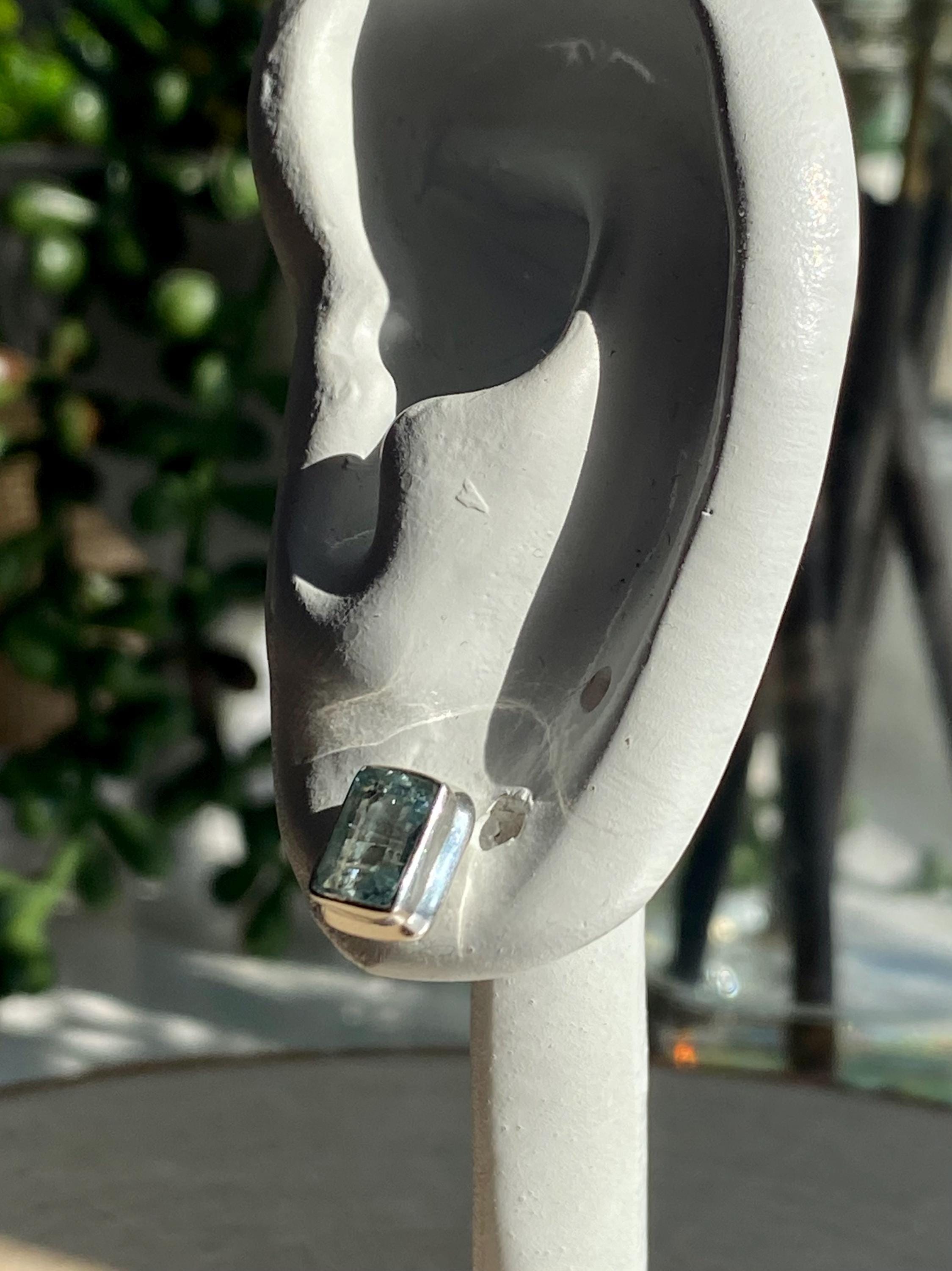 High Quality Natural Aquamarine and Silver Earrings