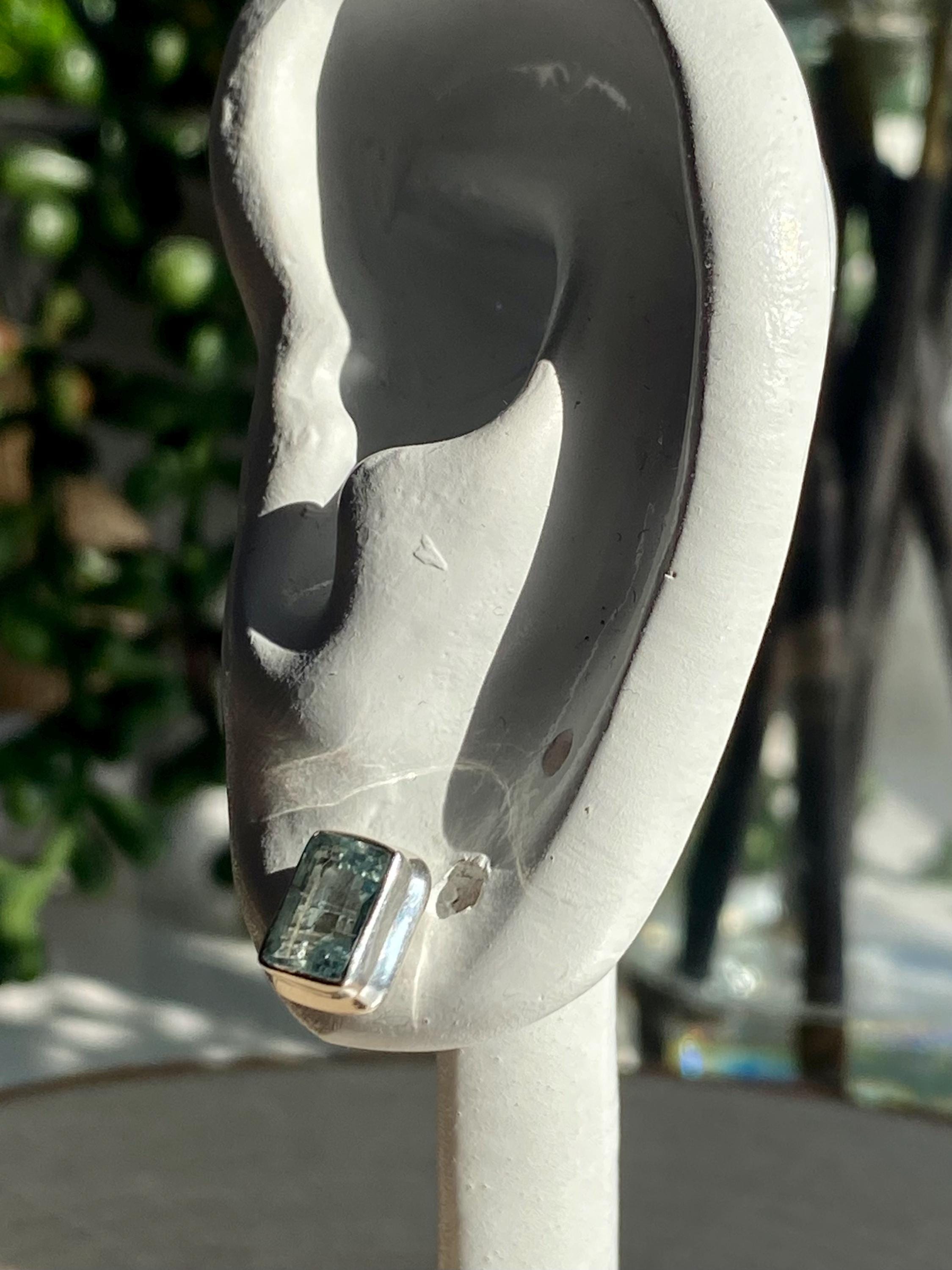 High Quality Natural Aquamarine and Silver Earrings