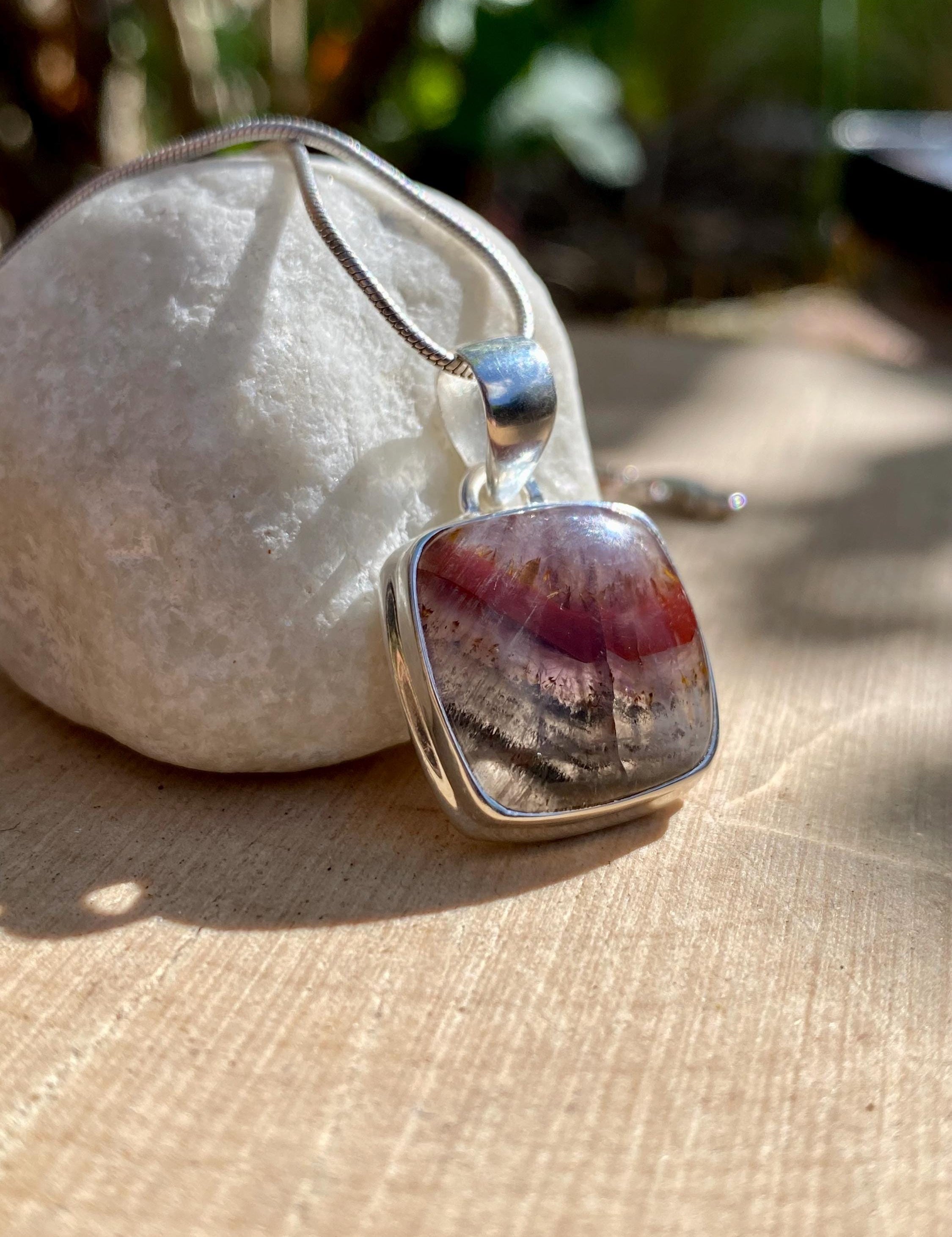 High Quality Cocaxinite in Purple Amethyst and Silver Pendant