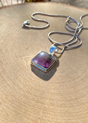 High Quality Cocaxinite in Purple Amethyst and Silver Pendant