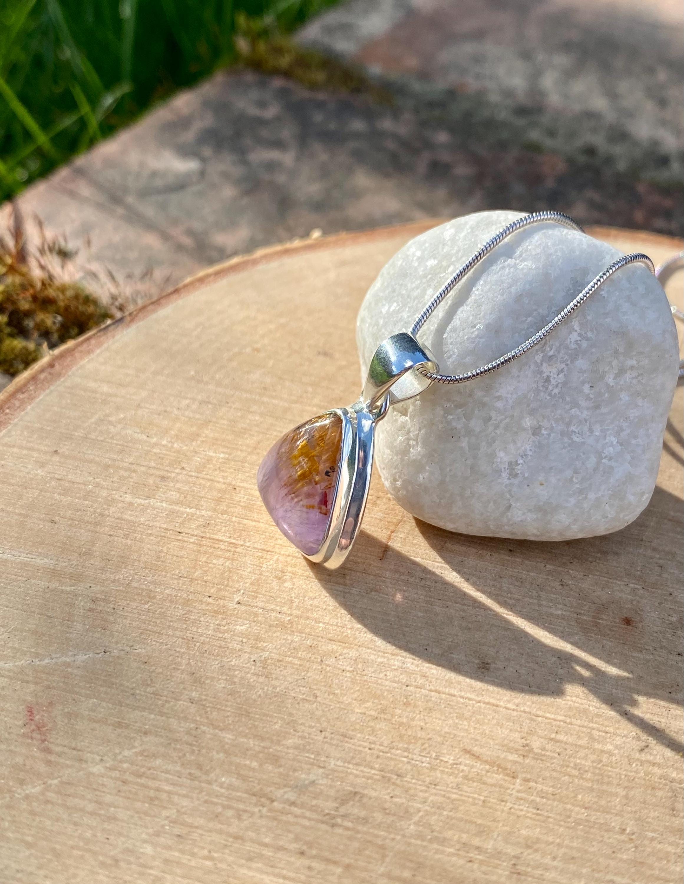 High Quality Cocaxinite in Purple Amethyst and Silver Pendant