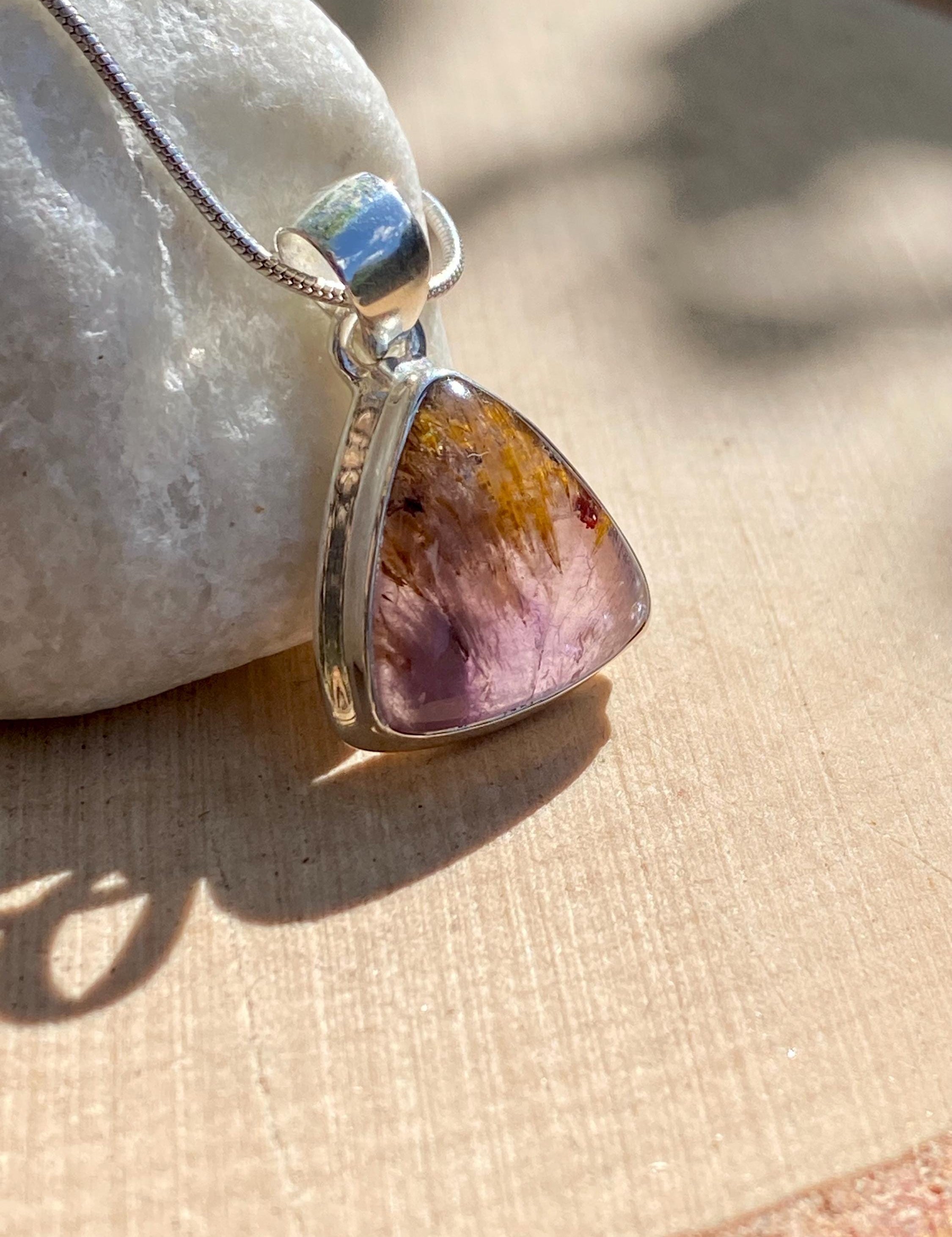 High Quality Cocaxinite in Purple Amethyst and Silver Pendant