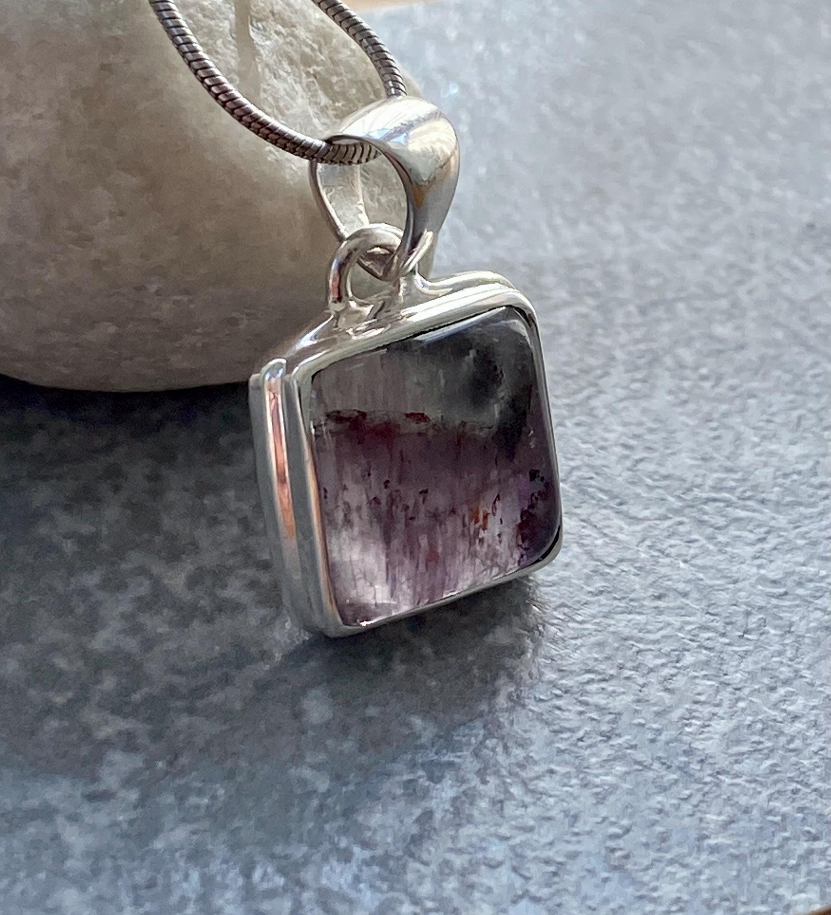 High Quality Cocaxinite in Purple Amethyst and Silver Pendant