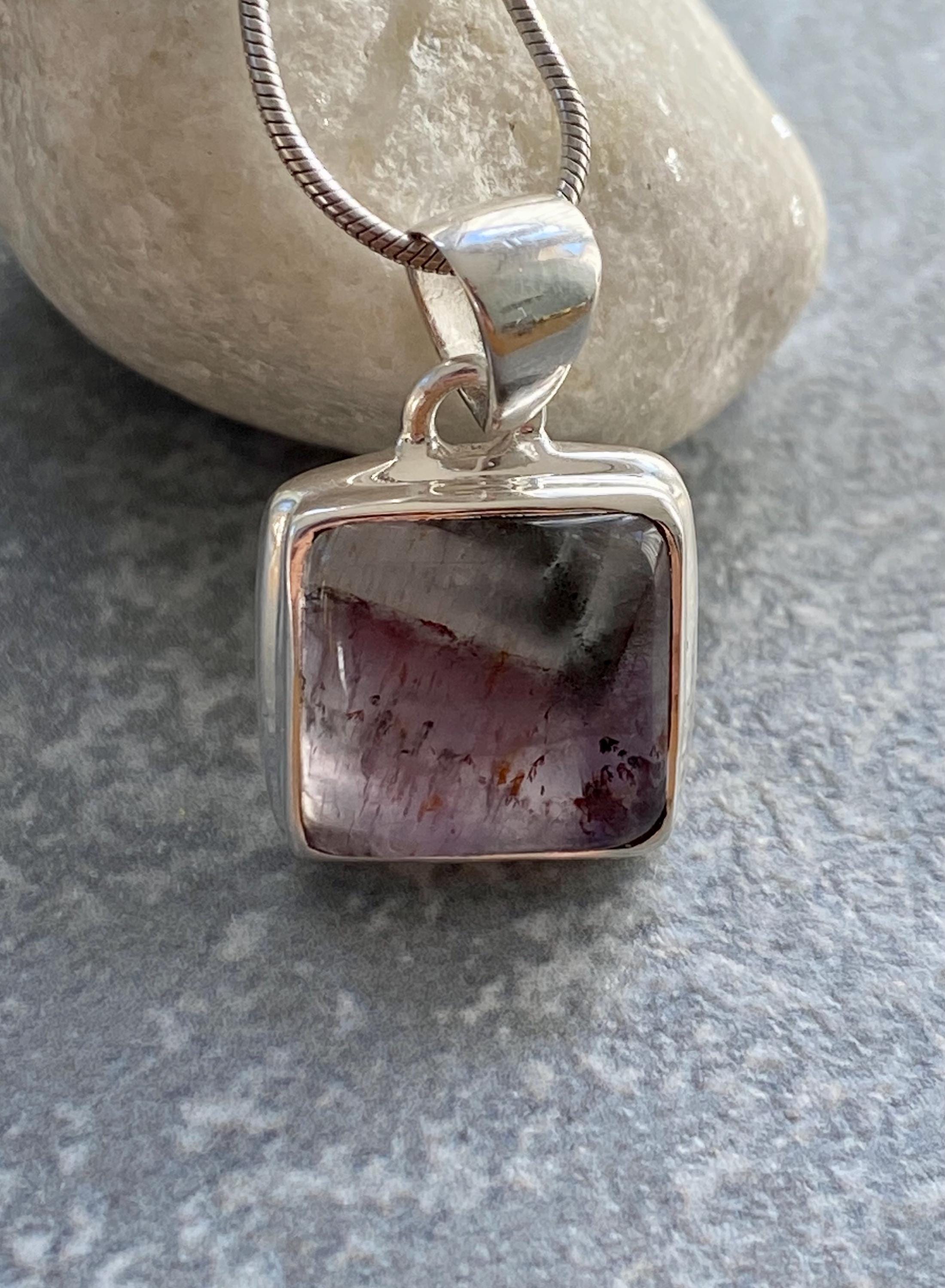 High Quality Cocaxinite in Purple Amethyst and Silver Pendant
