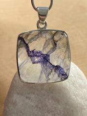 Blue John Sterling Silver Square Pendant