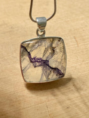 Blue John Sterling Silver Square Pendant
