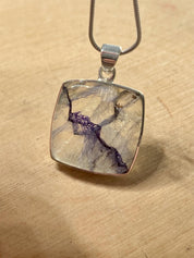 Blue John Sterling Silver Square Pendant