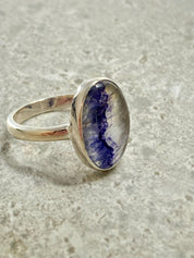 Blue John and Solid Silver Oval Ring - Extremely Rare
