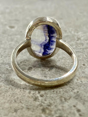Blue John and Solid Silver Oval Ring - Extremely Rare