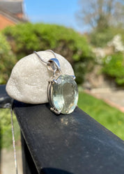 Green Amethyst (Prasiolite ) and Silver Pendant