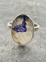Blue John and Solid Silver Oval Ring - Extremely Rare