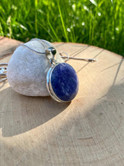 Raw Sapphire and Silver Pendant
