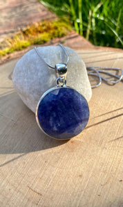 Raw Sapphire and Silver Pendant