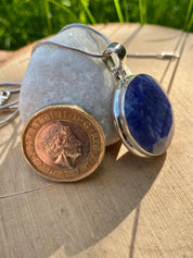 Raw Sapphire and Silver Pendant
