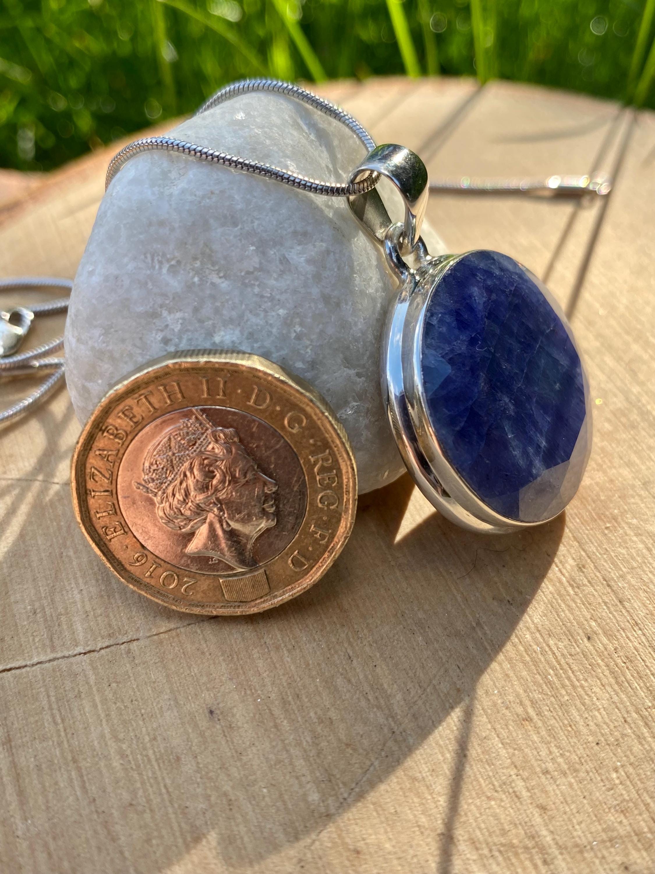 Raw Sapphire and Silver Pendant
