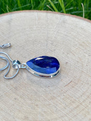 Raw Sapphire and Silver Pendant