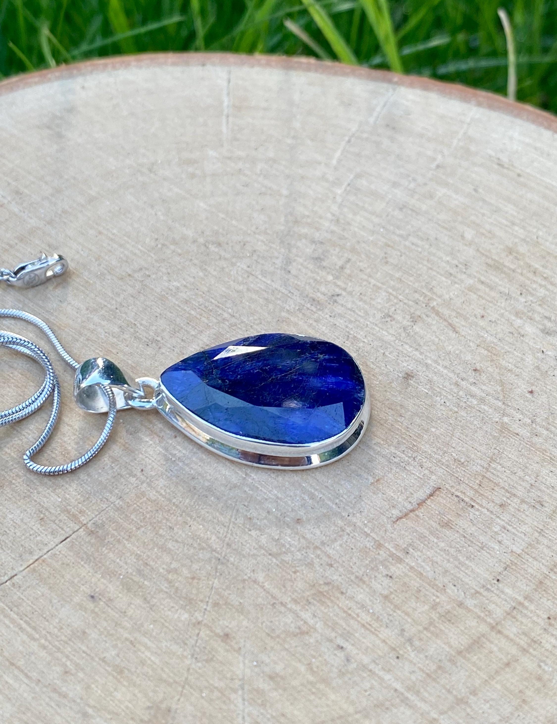 Raw Sapphire and Silver Pendant
