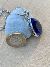 Raw Sapphire and Silver Pendant
