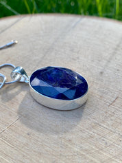 Raw Sapphire and Silver Pendant