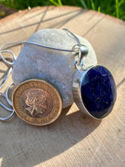 Raw Sapphire and Silver Pendant