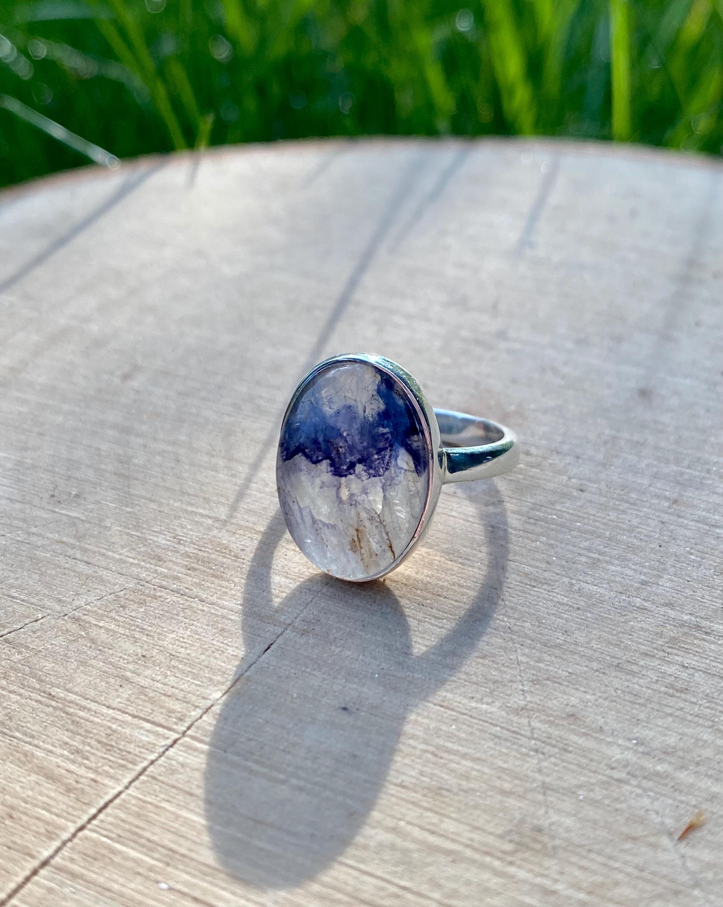 Blue John and Silver Oval Ring - Extremely Rare