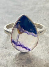 Blue John Silver Teardrop Ring - Extremely Rare
