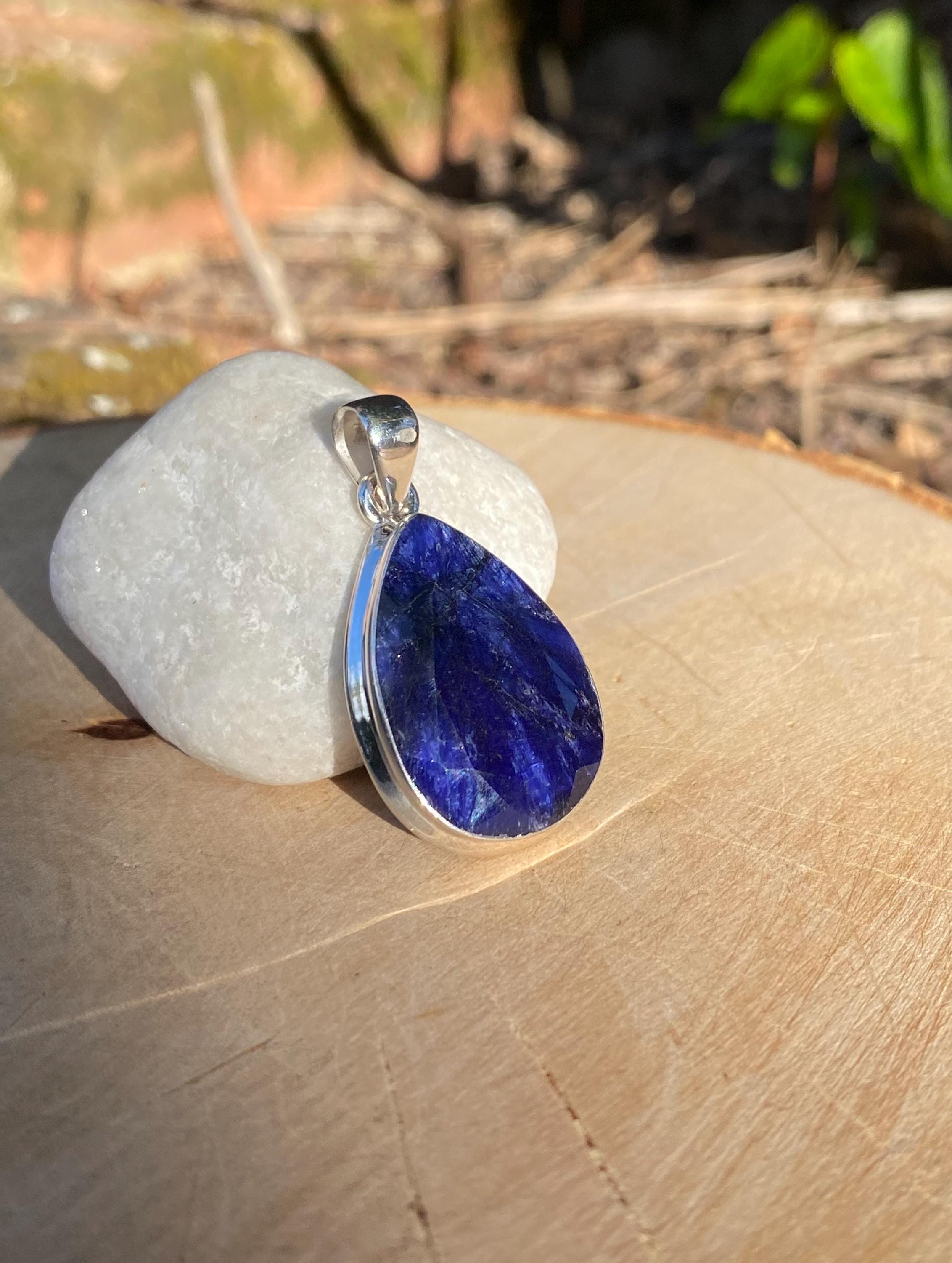 Raw Sapphire and Silver Pendant