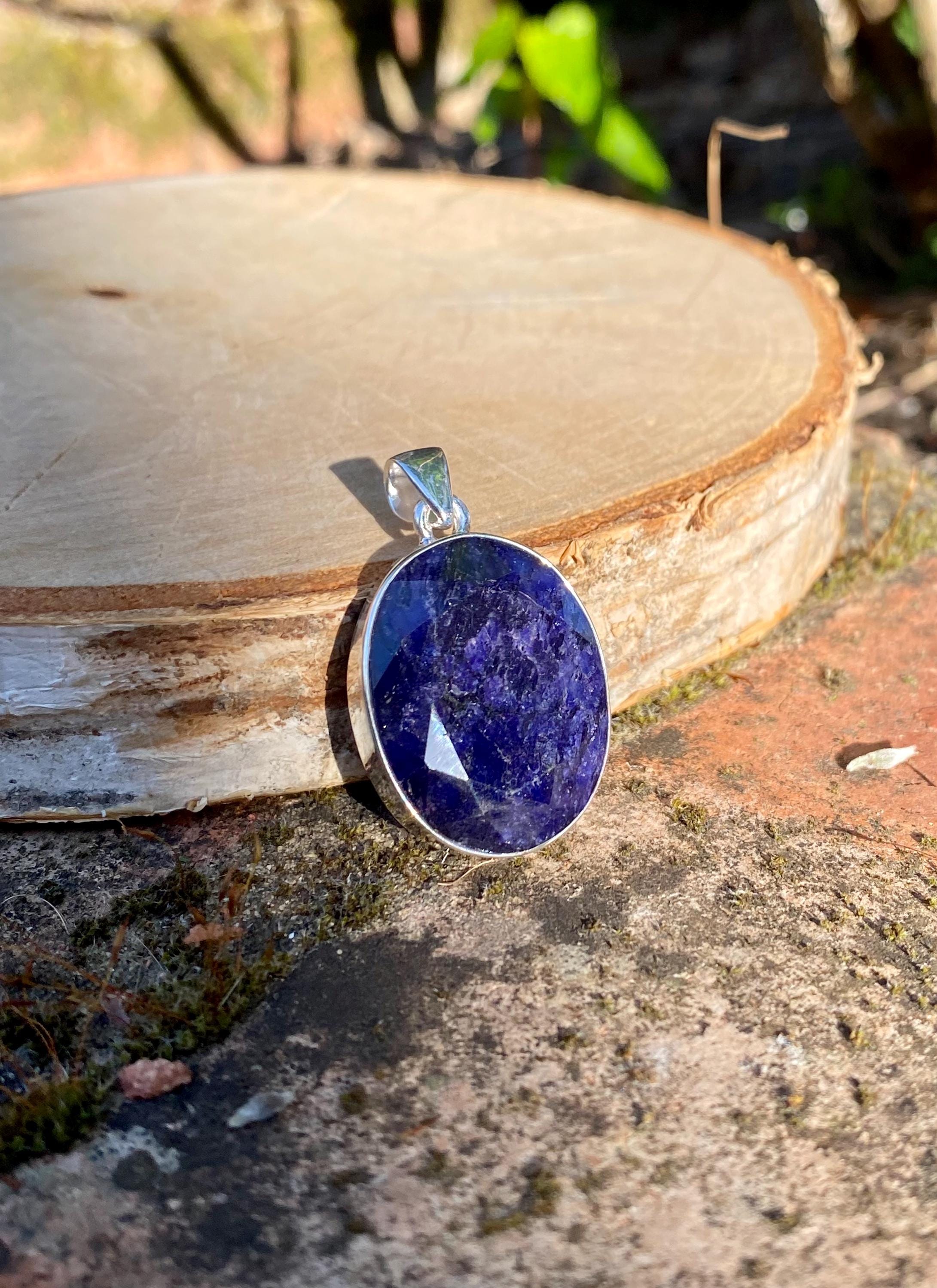 Raw Sapphire and Silver Pendant