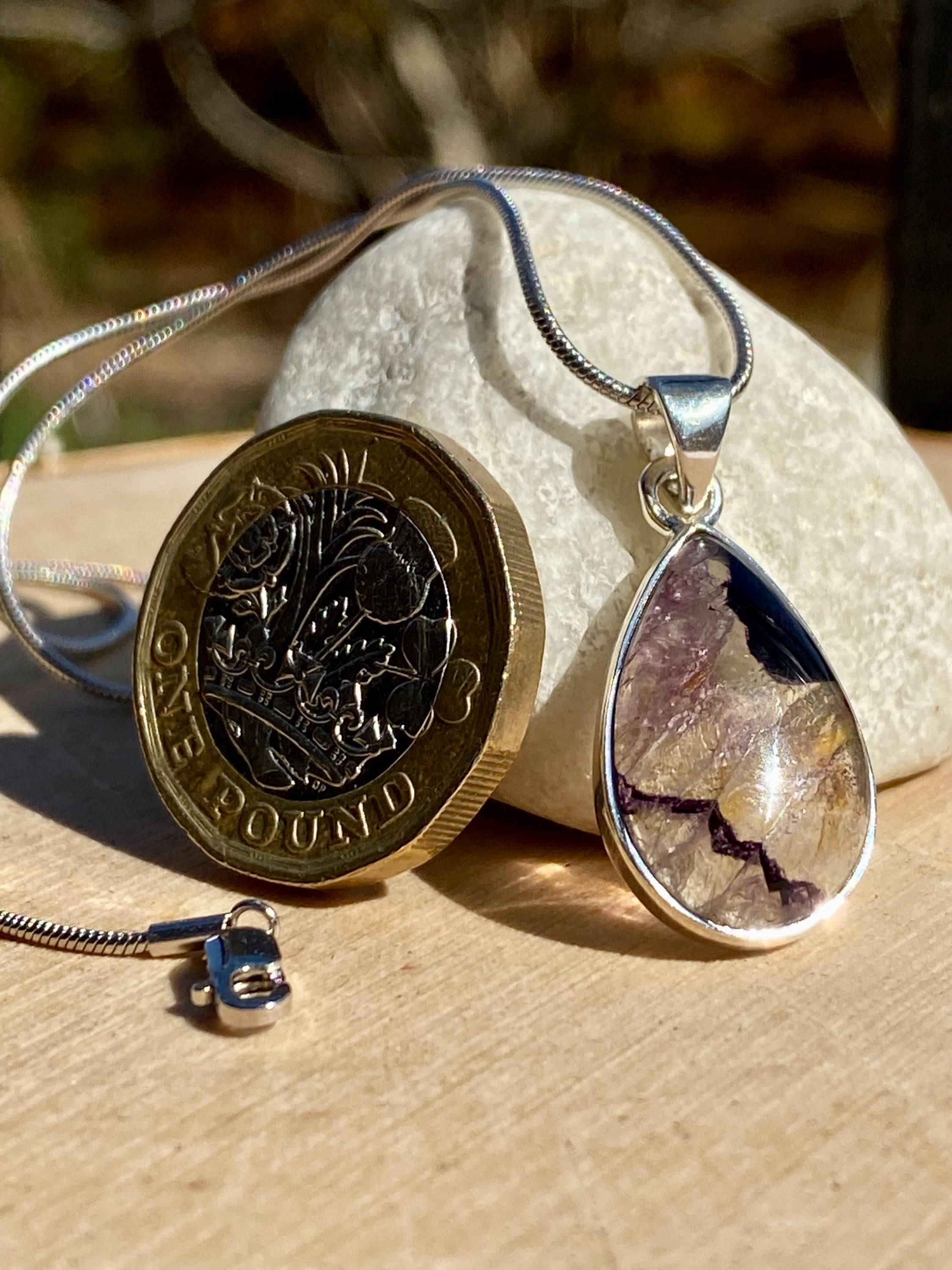 Blue John Sterling Silver Pendant
