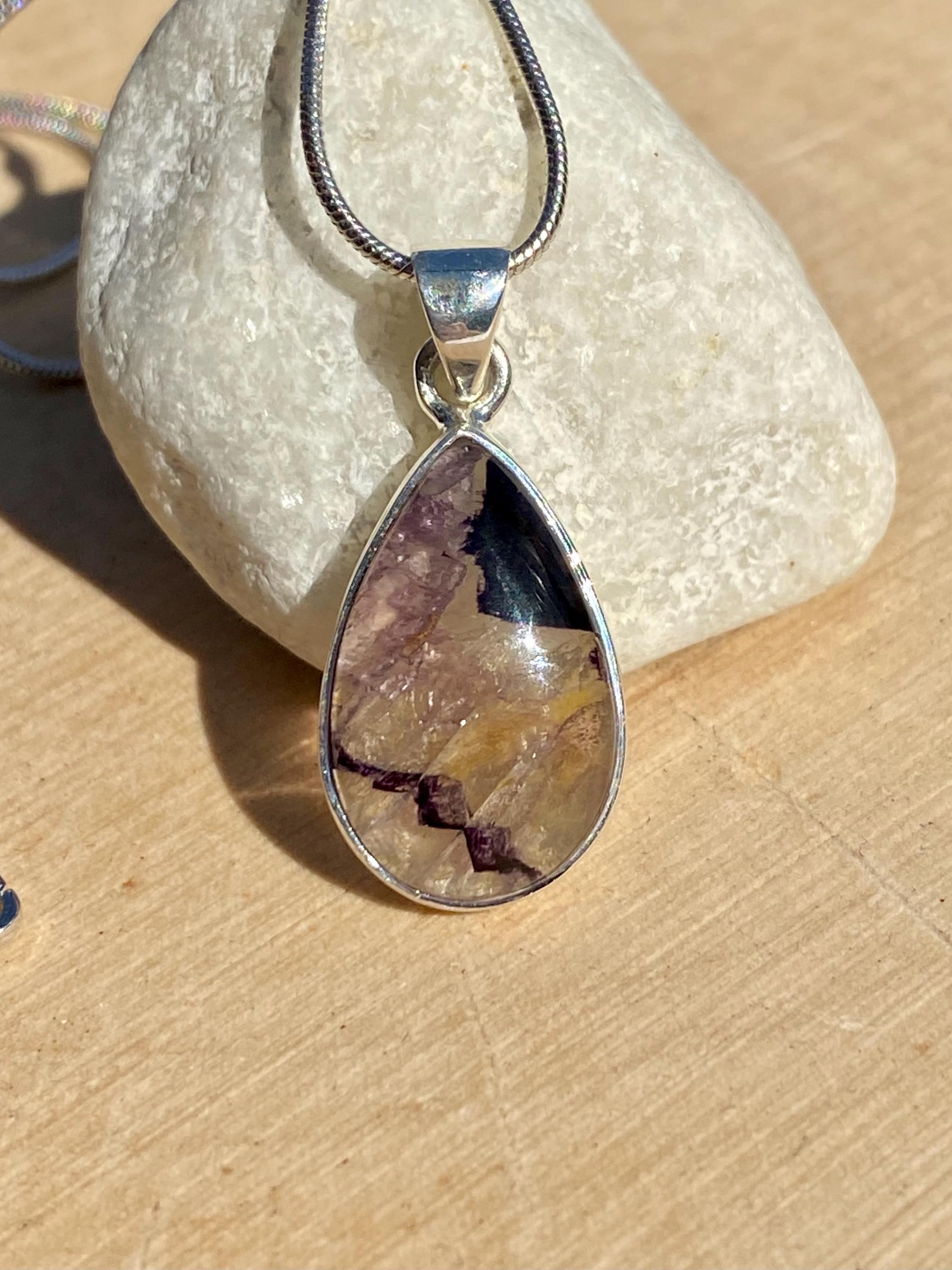 Blue John Sterling Silver Pendant